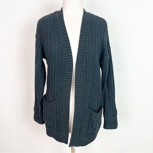 AMERICAN EAGLE BLACK CROCHET OPEN FRONT LONG SLEEVE CARDIGAN SWEATER SZ SMALL